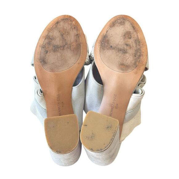 Kenneth Cole Laken Suede Ruffle Slide Sandals Sz 9.5 Two-Tone Dusty Gray - Picture 5 of 8